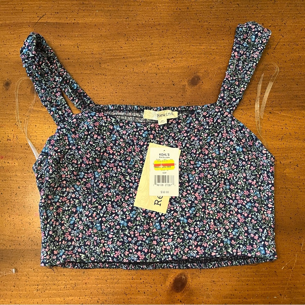 Juniors' Rewind Floral Cropped Tank Top - Size M - NWT